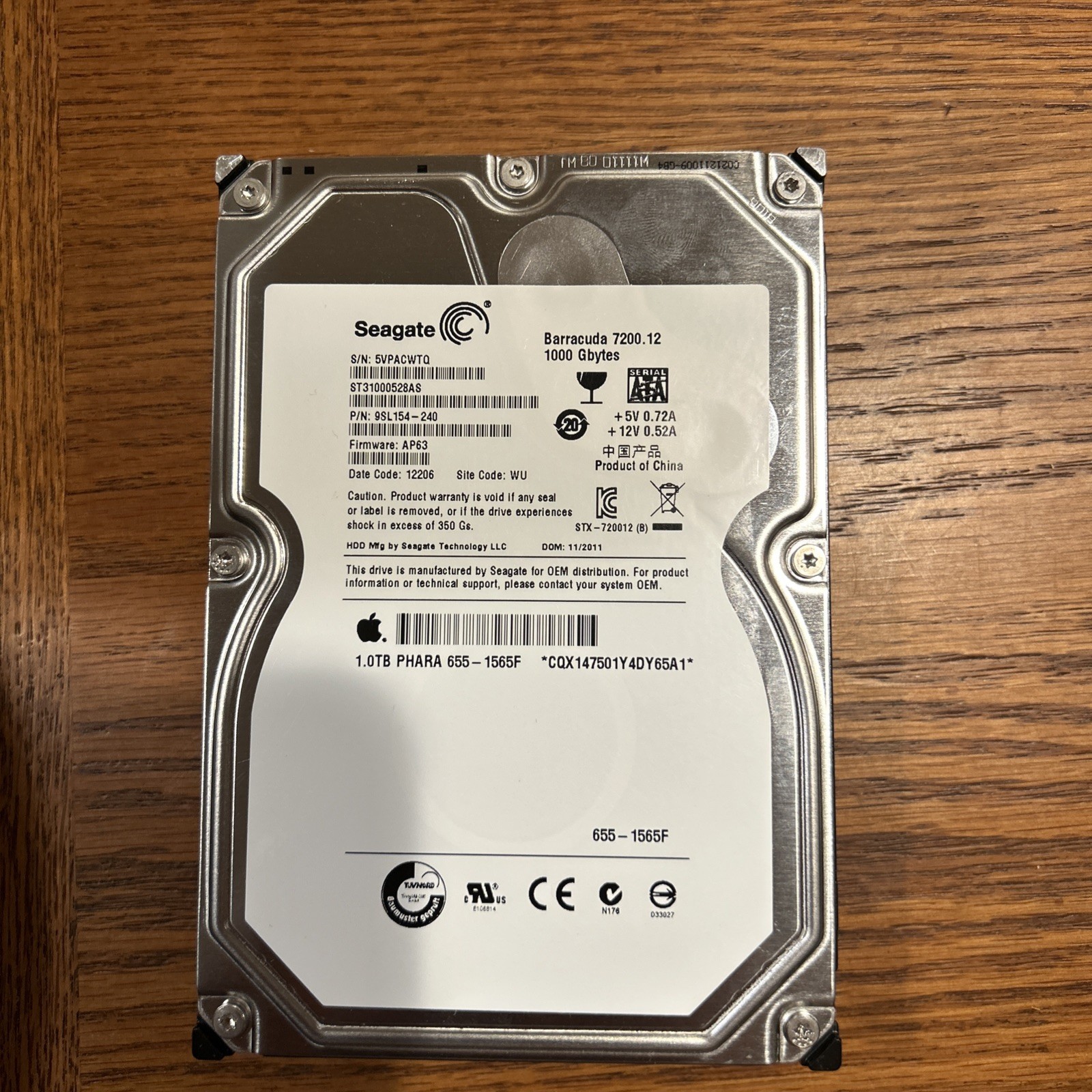 Seagate Barracuda 1TB 3.5″ 7200RPM SATA Hard Drive ST31000528AS 9SL154-240
