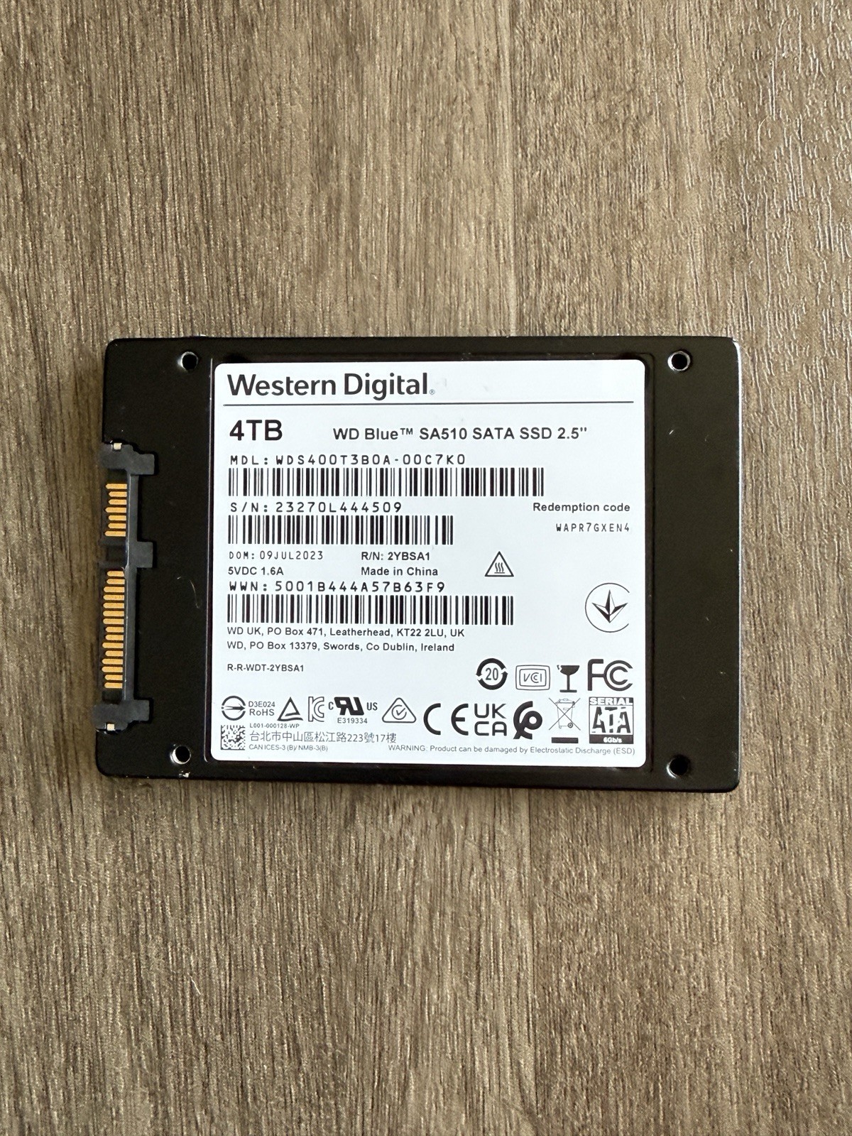 WD Blue SA510 4TB SATA 2.5” Internal SSD