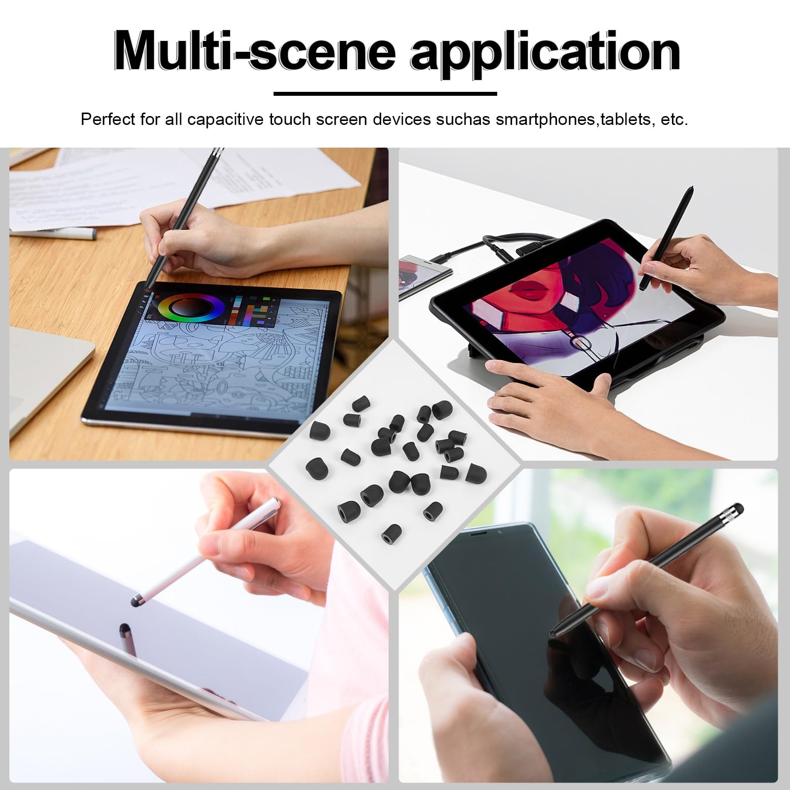 40 Pcs Replacement Rubber Tips for Screen Pens 0.2” & 0.28” Soft No…