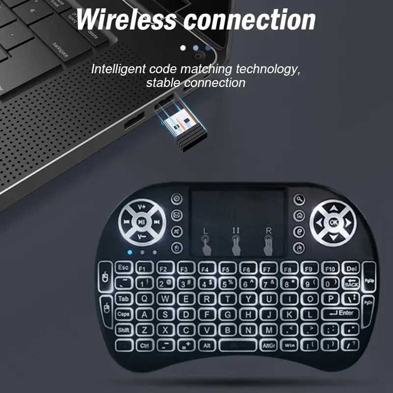 2.4gHz – Backlit Mini Wireless Handheld Keyboard Mouse Touchpad Black