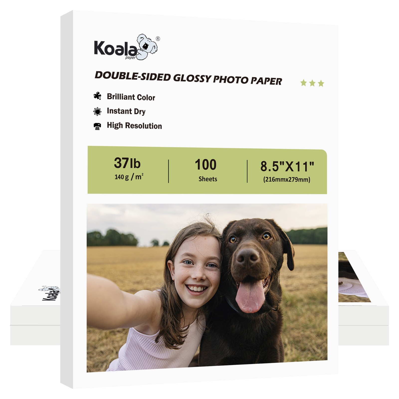 Koala Photo Paper 8.5×11 37lb 300 Ct Brochure Paper Double Sided Glossy Inkjet