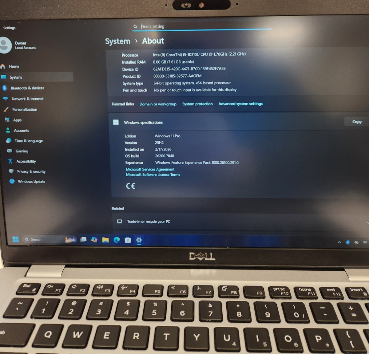 Dell Latitude 5410 Core i5-10310U, 8GB RAM, 128GB SSD, Win11 PRO #0386