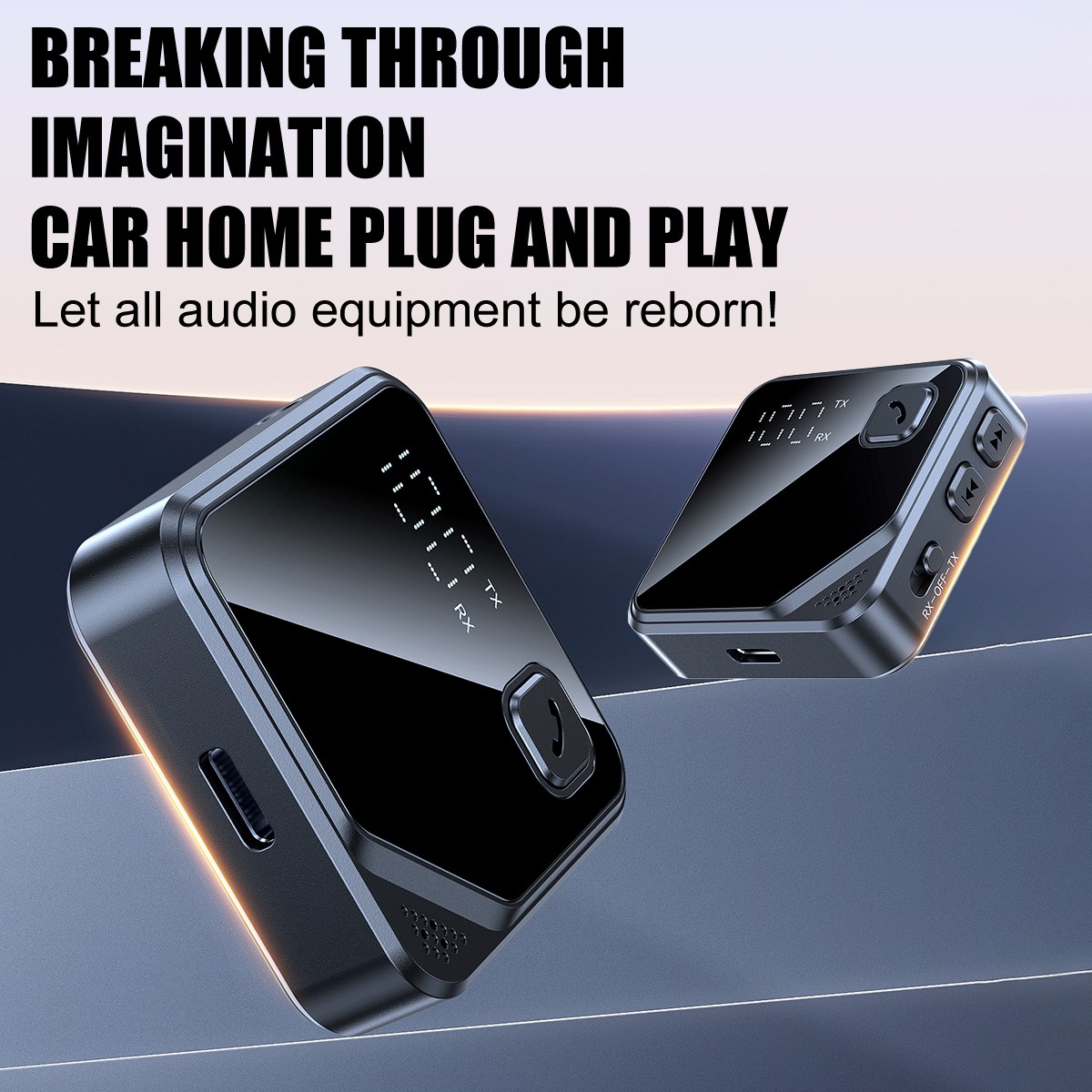 Bluetooth V5.4 Transmitter Receiver 2-IN-1 Wireless Audio 3.5mm Jack Aux Adapter