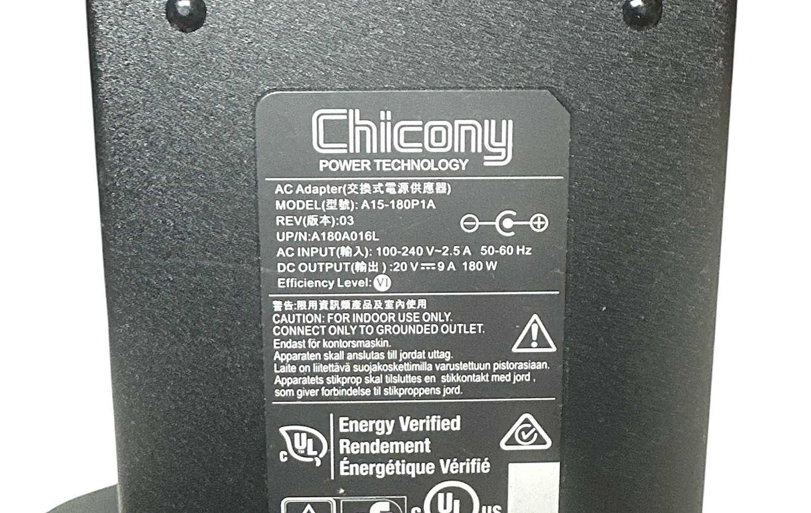 LOT OF 10 AC Adapter Charger OEM Chicony 20V 9A 180W A15-180P1A A180A016L