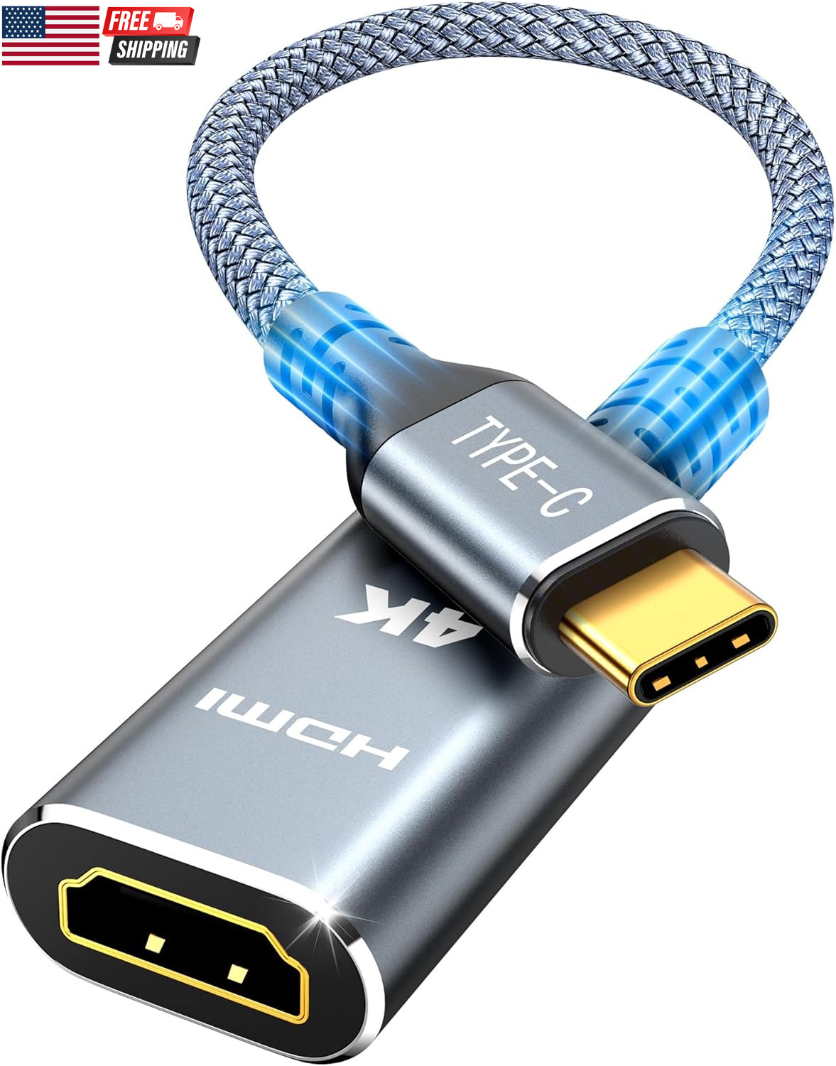 USB C to HDMI Adapter (4K@60Hz), USB Type C to HDMI Cable Adapter [High Speed, T