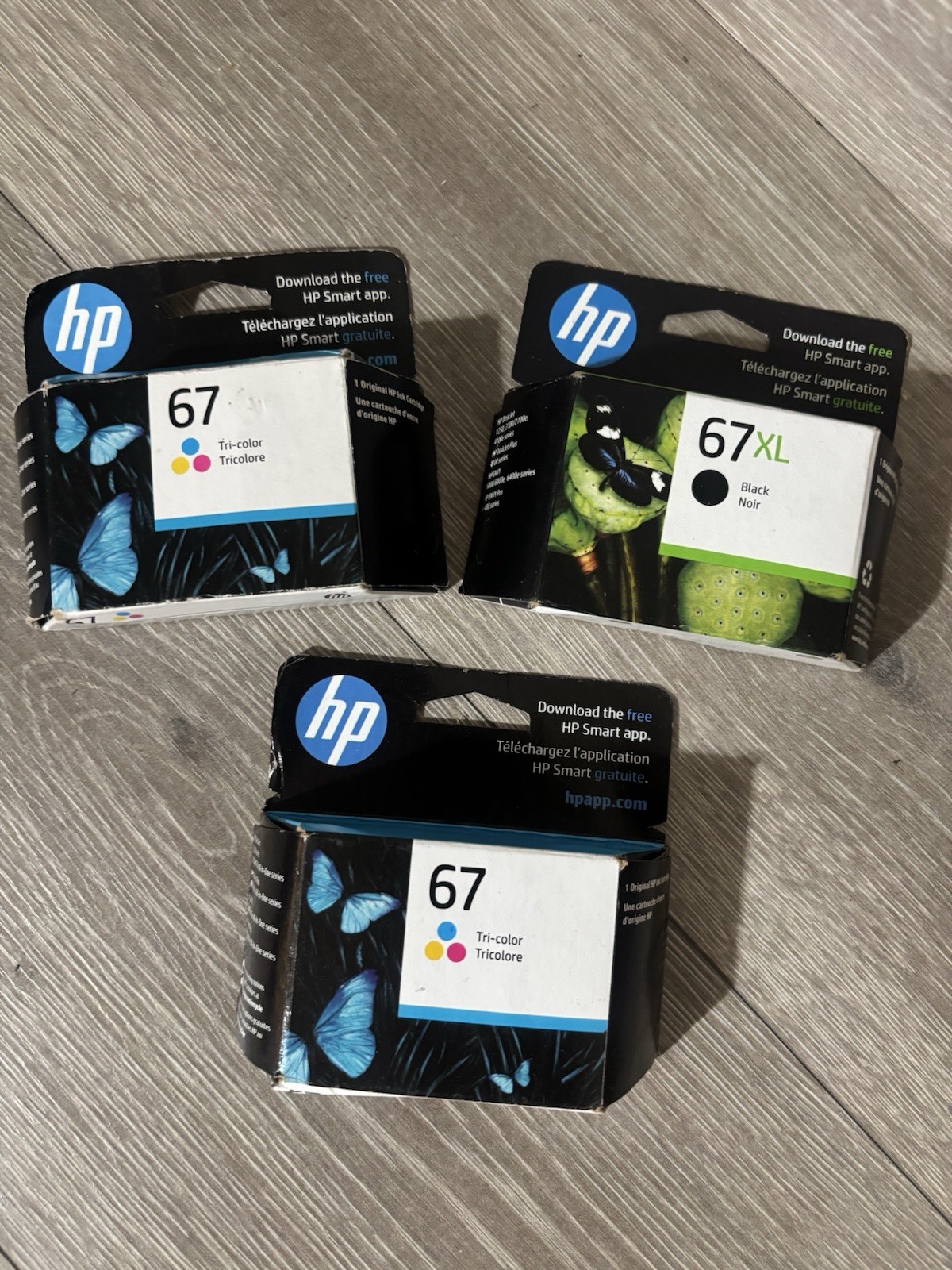 1x HP 67XL Ink Cartridge Black 3YM57AN & 2x Tri-Color 3YM58AN SEALED EXP. 2023