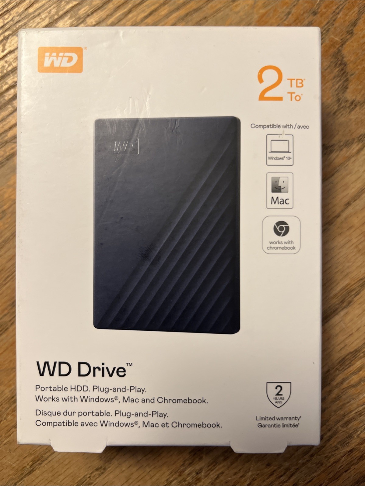 WD DRIVE PORTABLE HDD PLUG & PLAY EXTERNAL 2TB HARD DRIVE BRAND NEW SEALED