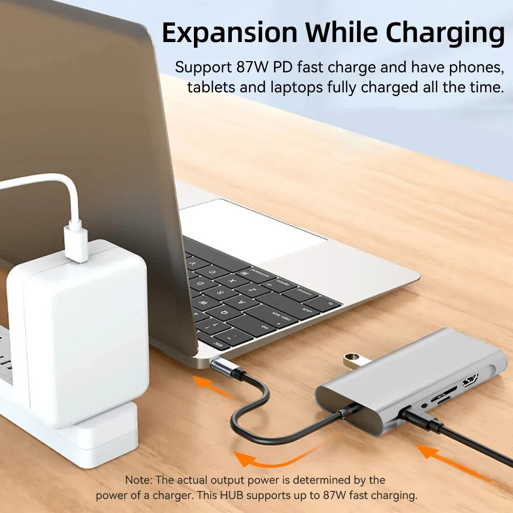 11in1 Type C Hub USB-C To USB 3.0 2.0 HDMI VGA Multi-Hub Dock TF/SD Card Reader
