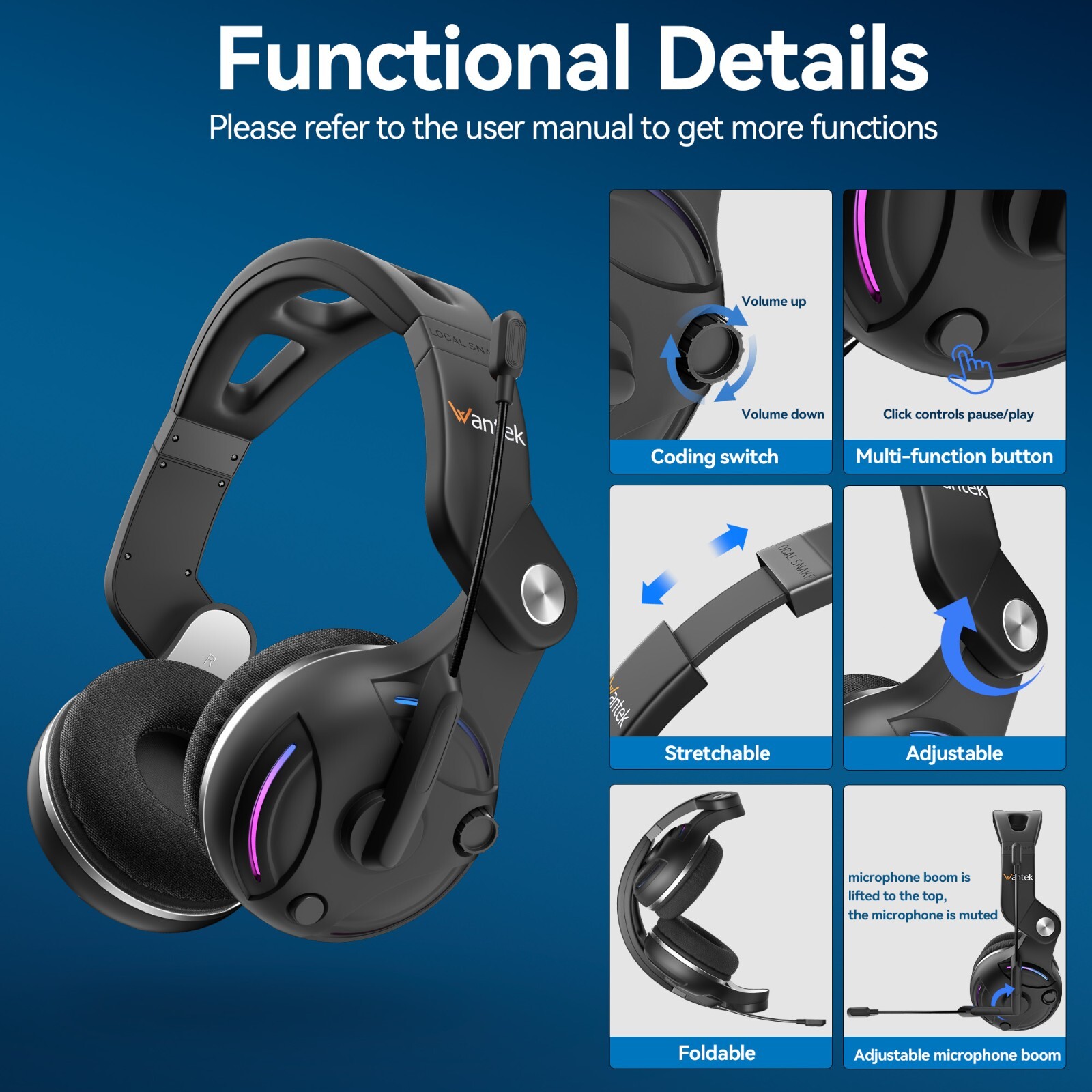Headset Wireless Bluetooth 5.3 AI Noise Cancelling Mic For Phones PC