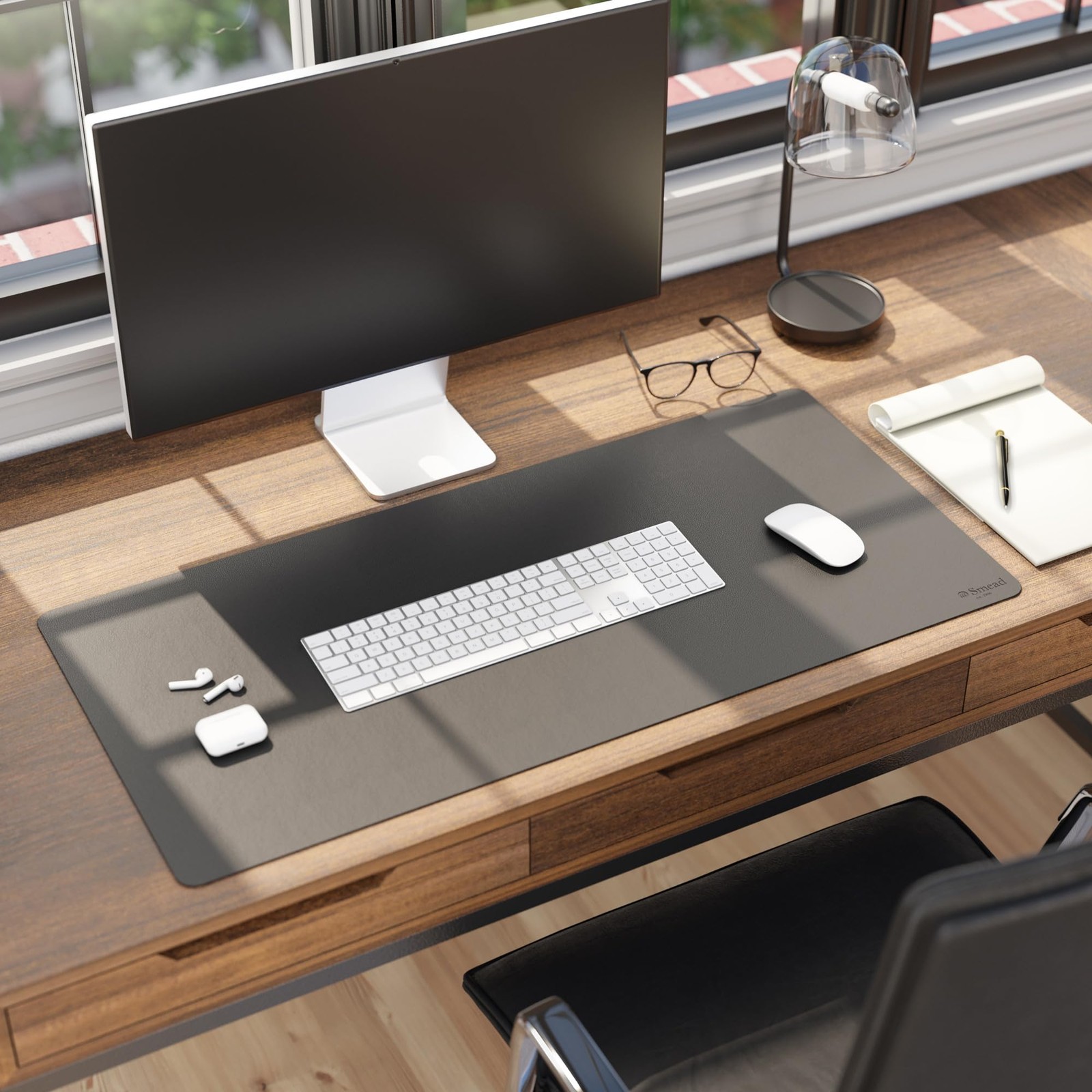 Desk Pad, Vegan Leather Desk Mat with Non-Slip Faux Suede Backing, Perfect De…