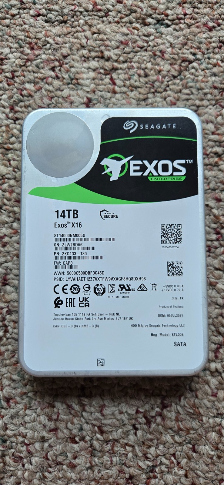 Seagate Exos X16 (7200RPM, 3.5″, SATA III, 256MB Cache) 14TB Internal Enterprise