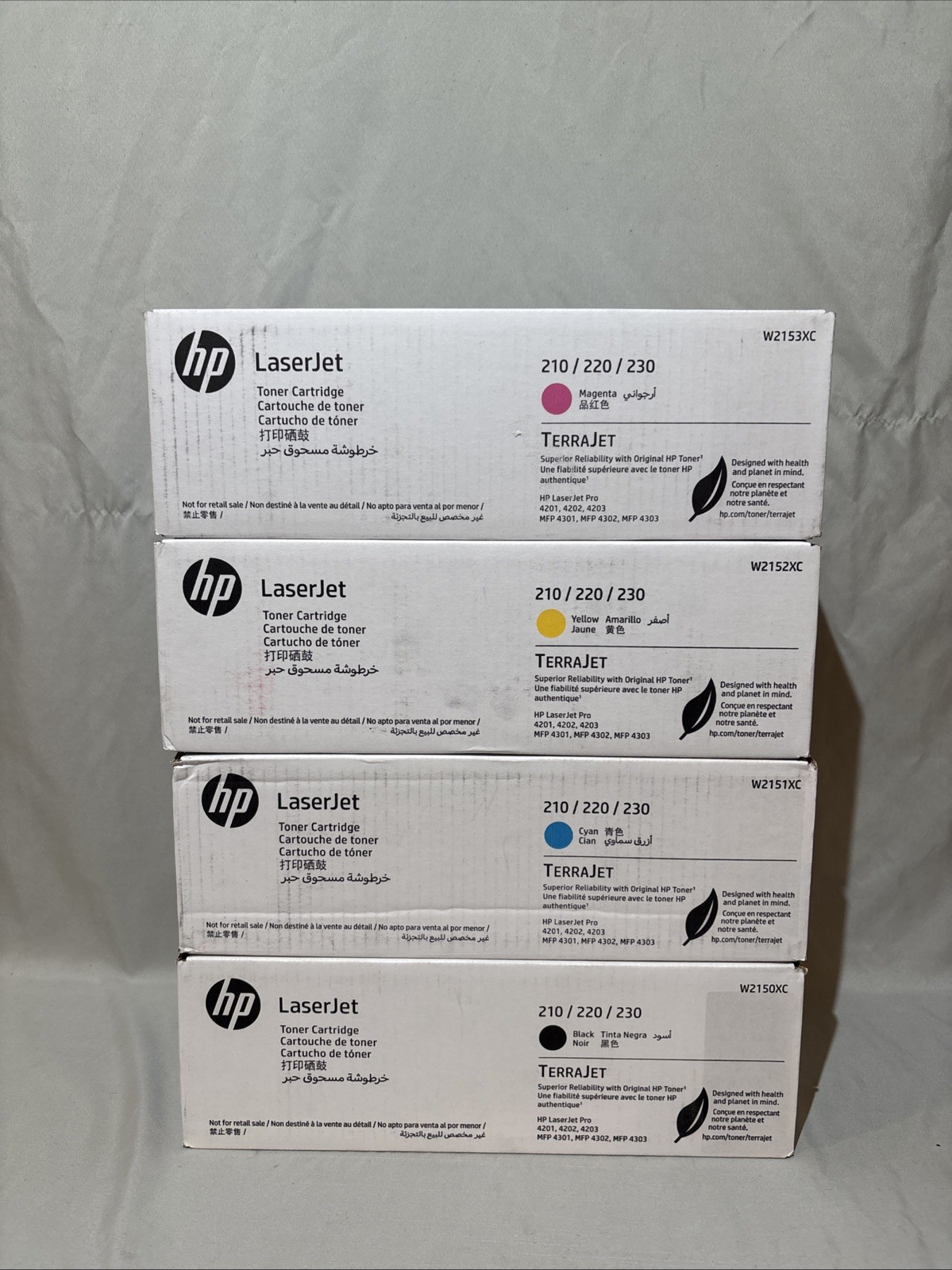 HP 210X Toner Cartridge Set Black Cyan Magenta Yellow High Yield Sealed OEM
