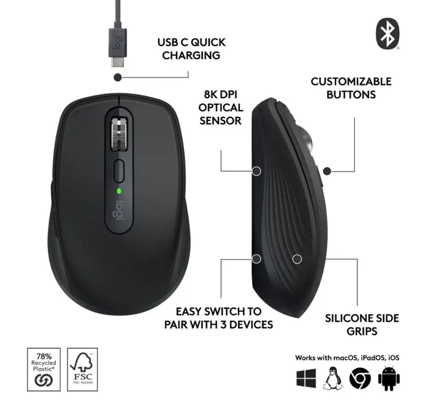 Logitech MX Anywhere 3S Bluetooth Mouse – Black