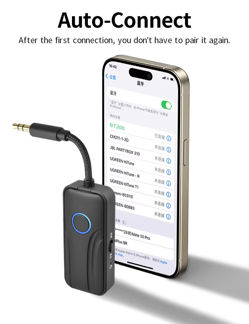 Bluetooth 6.0 Transmitter Call Music Receiver AUX Adapter for Car Headphone iPod