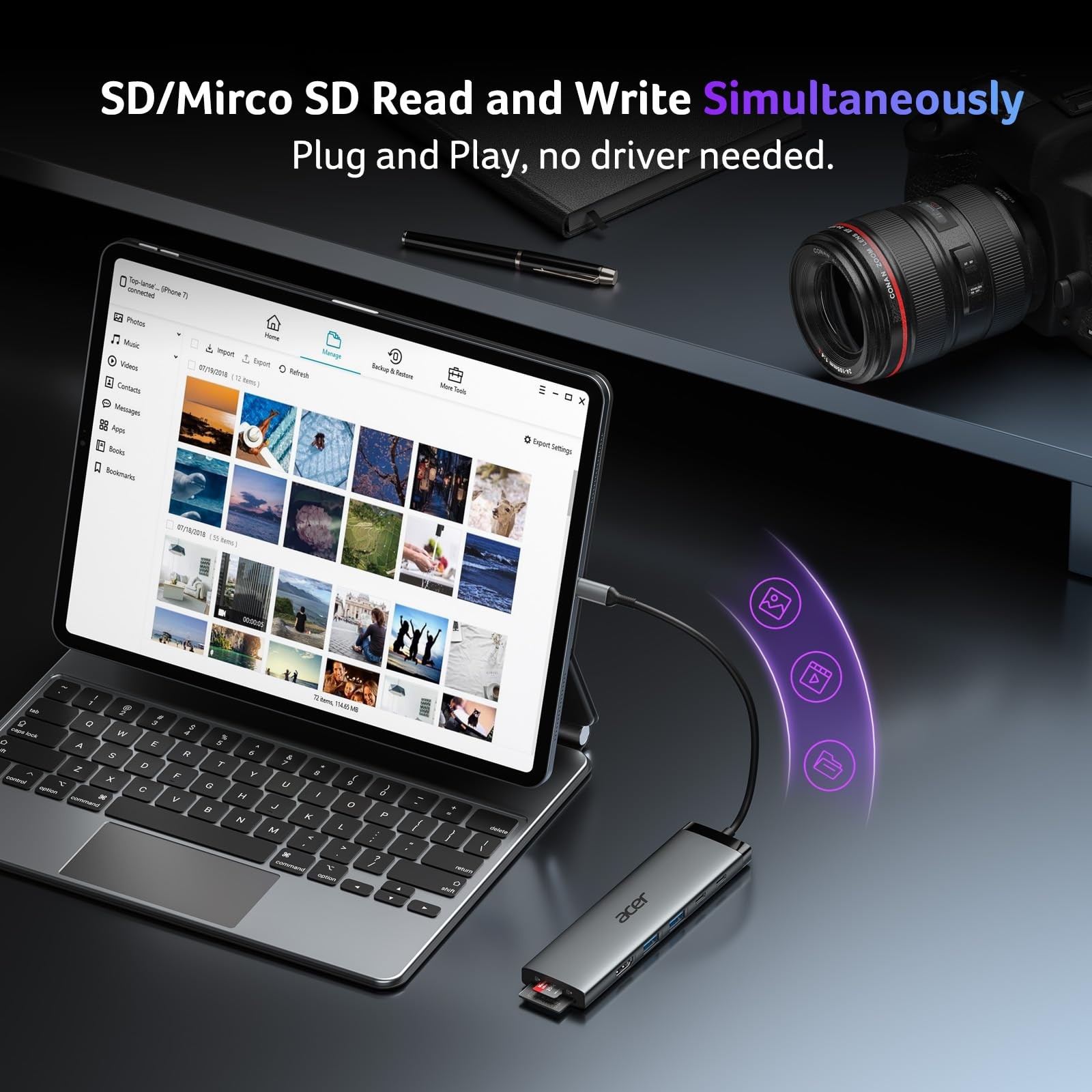 8 in 1 USB C Hub 10Gbps, USBC to HDMI Adapter 4K@60Hz, 2×USB-C 3.2, 2×USB A 3…