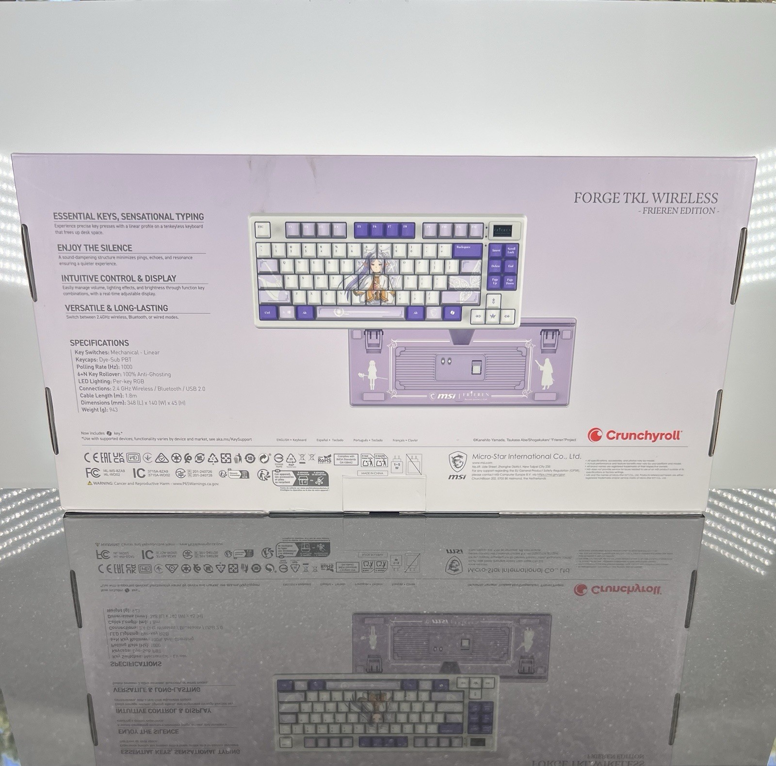 MSI Forge TKL Wireless Mechanical Keyboard Frieren Edition Anime Gaming Gear Box