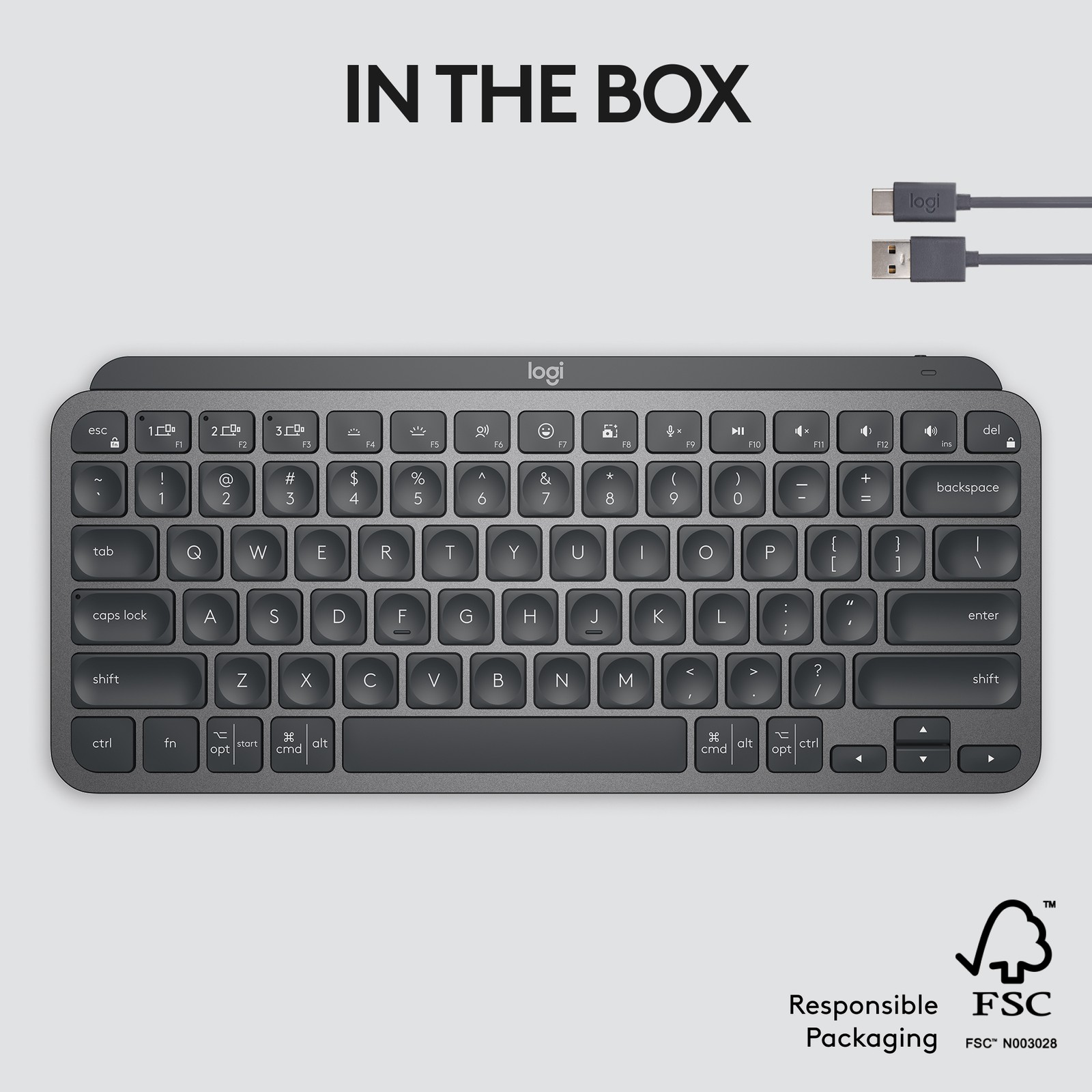 Logitech MX Keys Mini Wireless Keyboard (Graphite), English – US