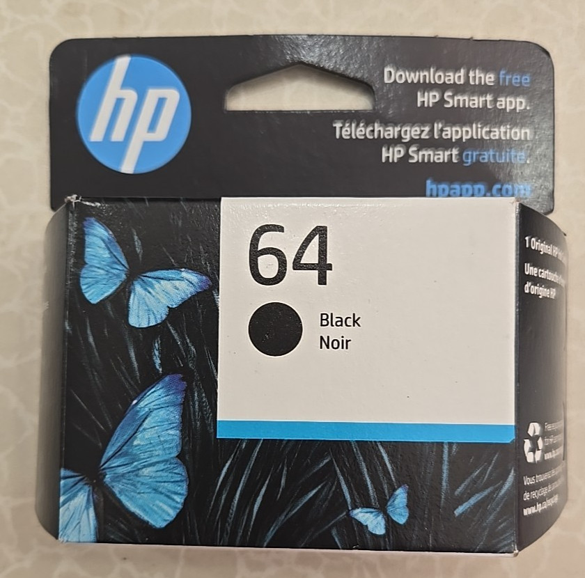 HP 64 Black Original Ink Cartridge – (N9J90AN) Brand New Exp July 2027