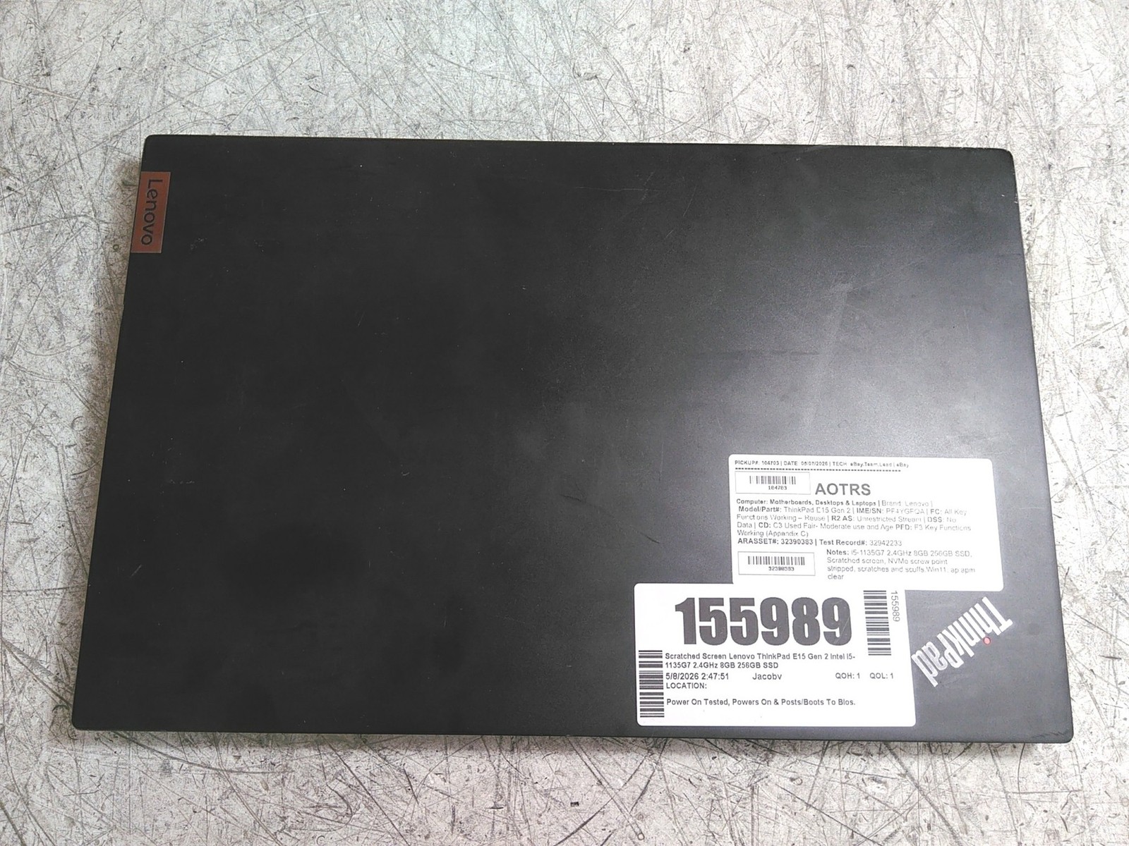 Scratched Screen Lenovo ThinkPad E15 Gen 2 Intel i5-1135G7 2.4GHz 8GB 256GB SSD
