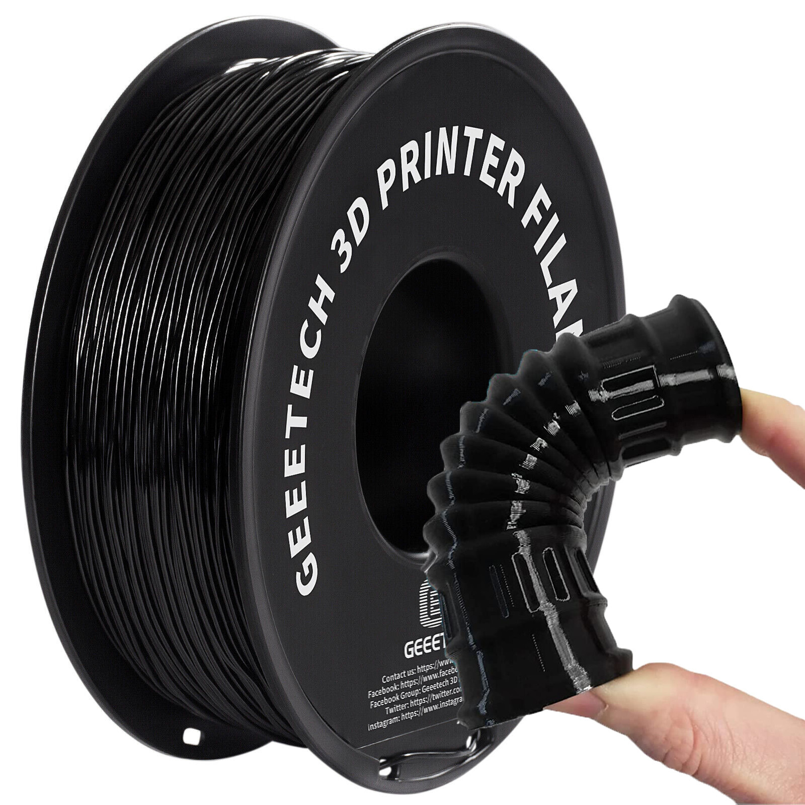 Geeetech TPU 3D Printer Filament 1kg 1.75mm Black 95A Soft High Elastic Filament