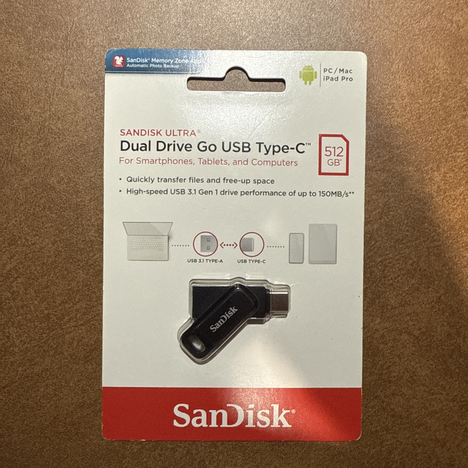 SanDisk 512GB Ultra Drive Dual Go USB Type-C, Black – SDDDC3-512G Up to 150 MB/s