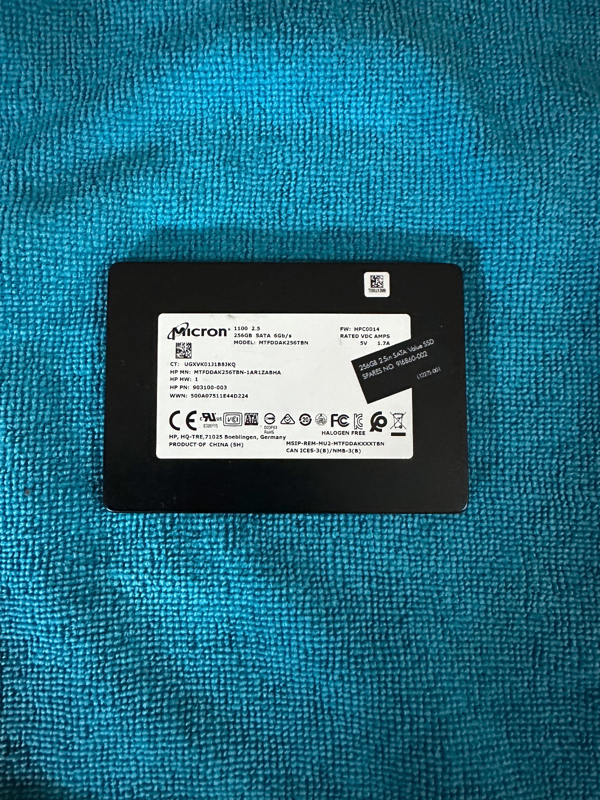 Micron MTFDDAK256TBN 256GB SATA 6Gb/s 2.5″ SSD Solid State Drive TESTED WORKING