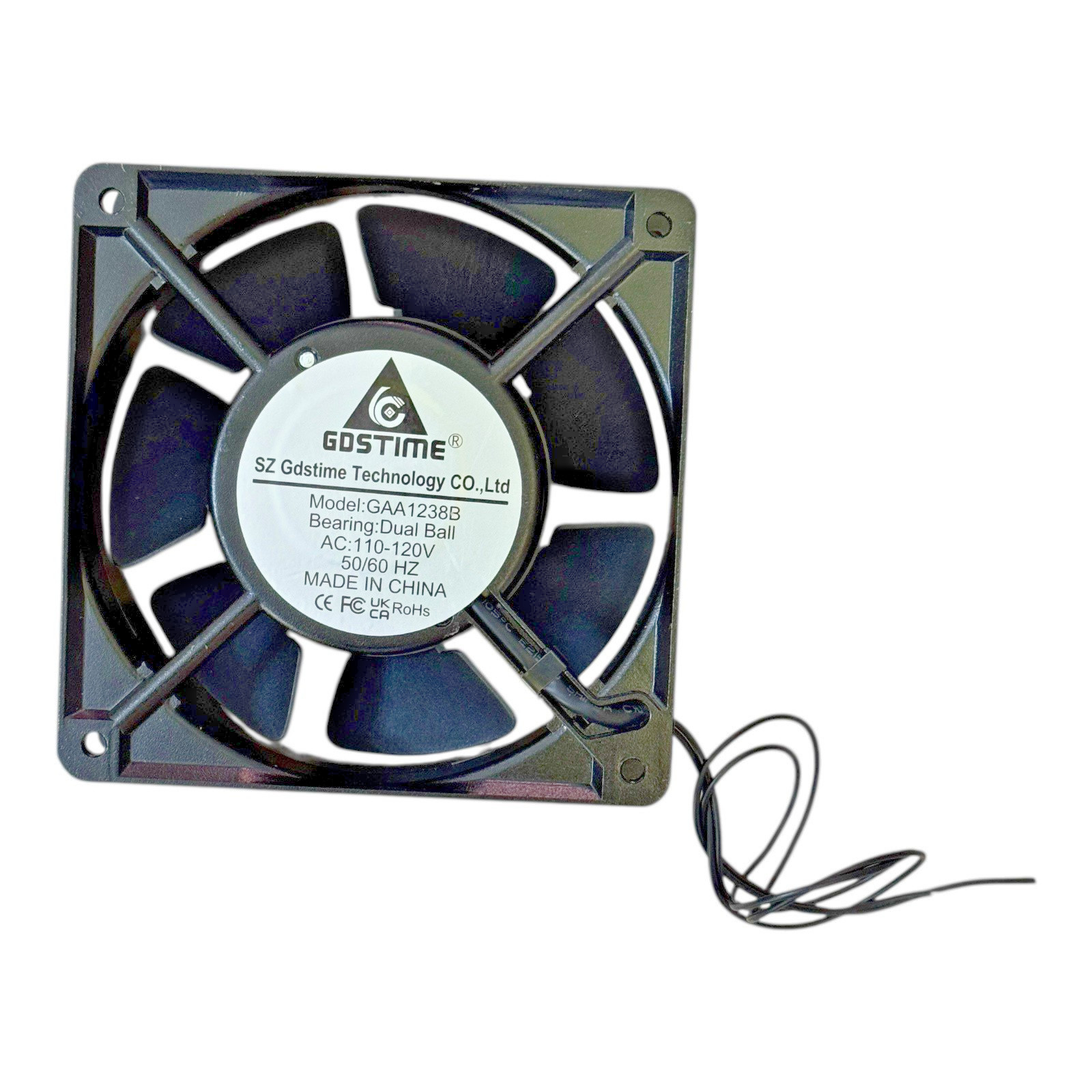 SZ Gdstime Axial Fan GAA2060B, 110V/120V AC, 0.6-0.75A, 38-50W, 8”X8”2.25”