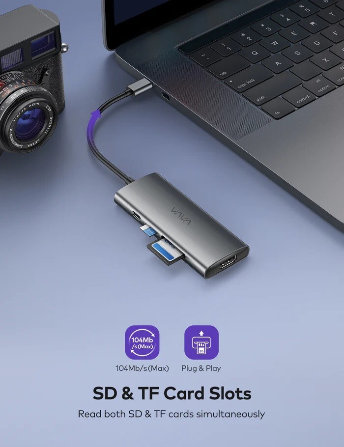 VAVA 7in1 USB C Hub Adapter 100W Power Delivery Charging Port HDMI MacBook Pro