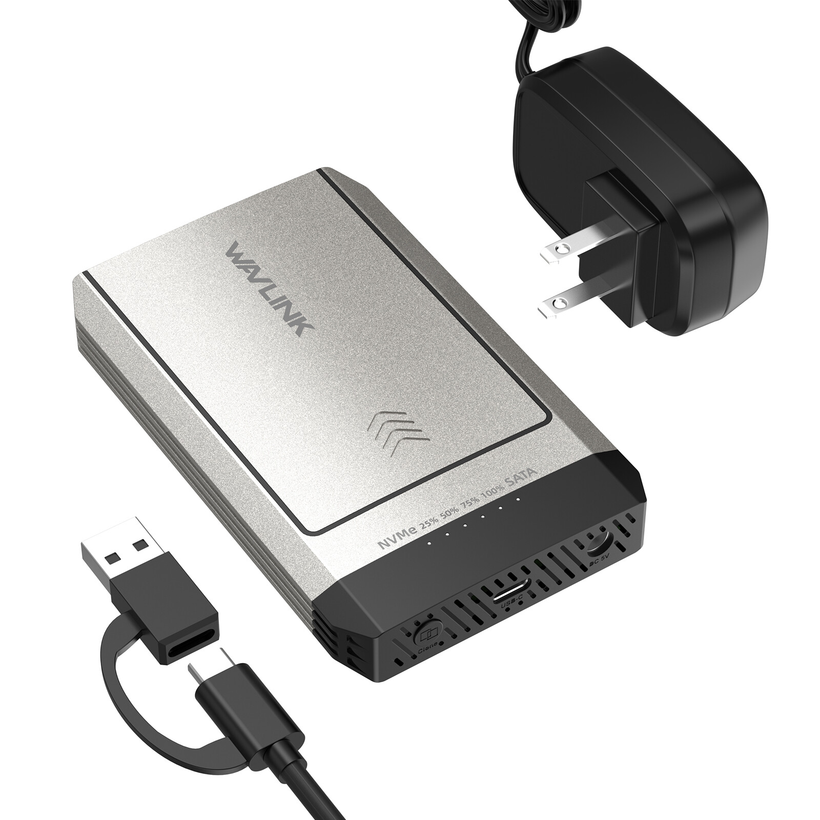 Dual-Bay USB 3.2 M.2 NVME SSD Enclosure 20Gbps for M.2 SSD of M-Key or M+B Key