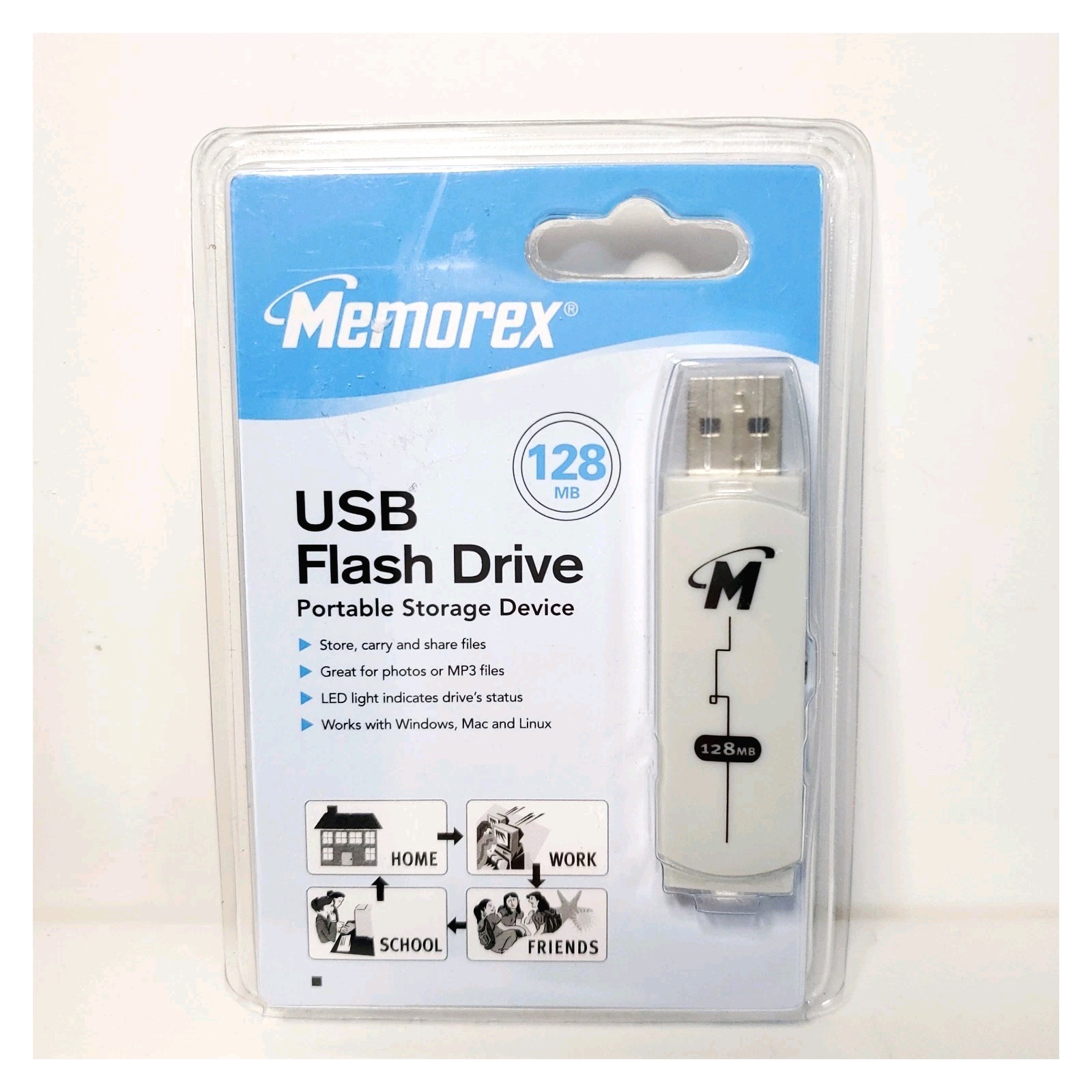 MEMOREX USB Flash Drive 128mb White/Grey 2007 New In Package
