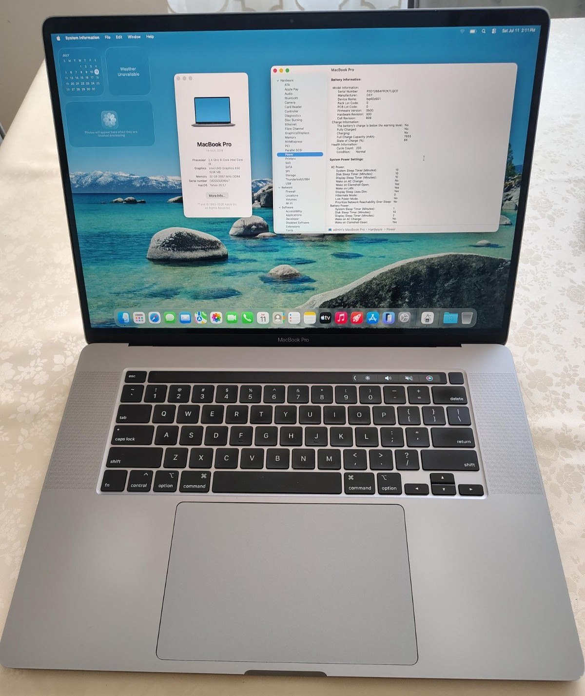 Macbook Pro 16 inch 2019 i9 2.4 GHz 32Gb Ram 1 TB SSD