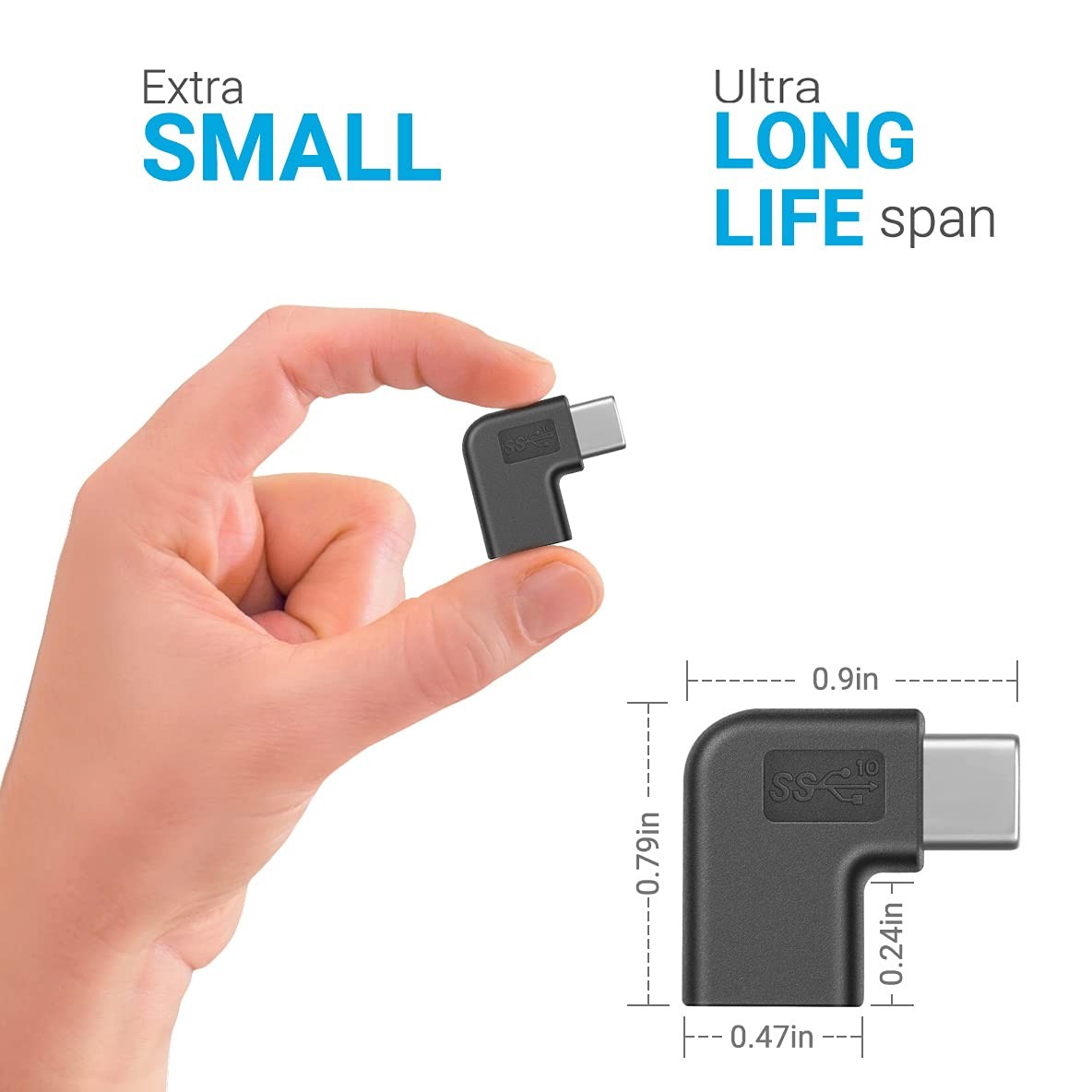 USB C Right Angle Adapter,90 Degree USB C to USB Type-C Male to Female Adapter C