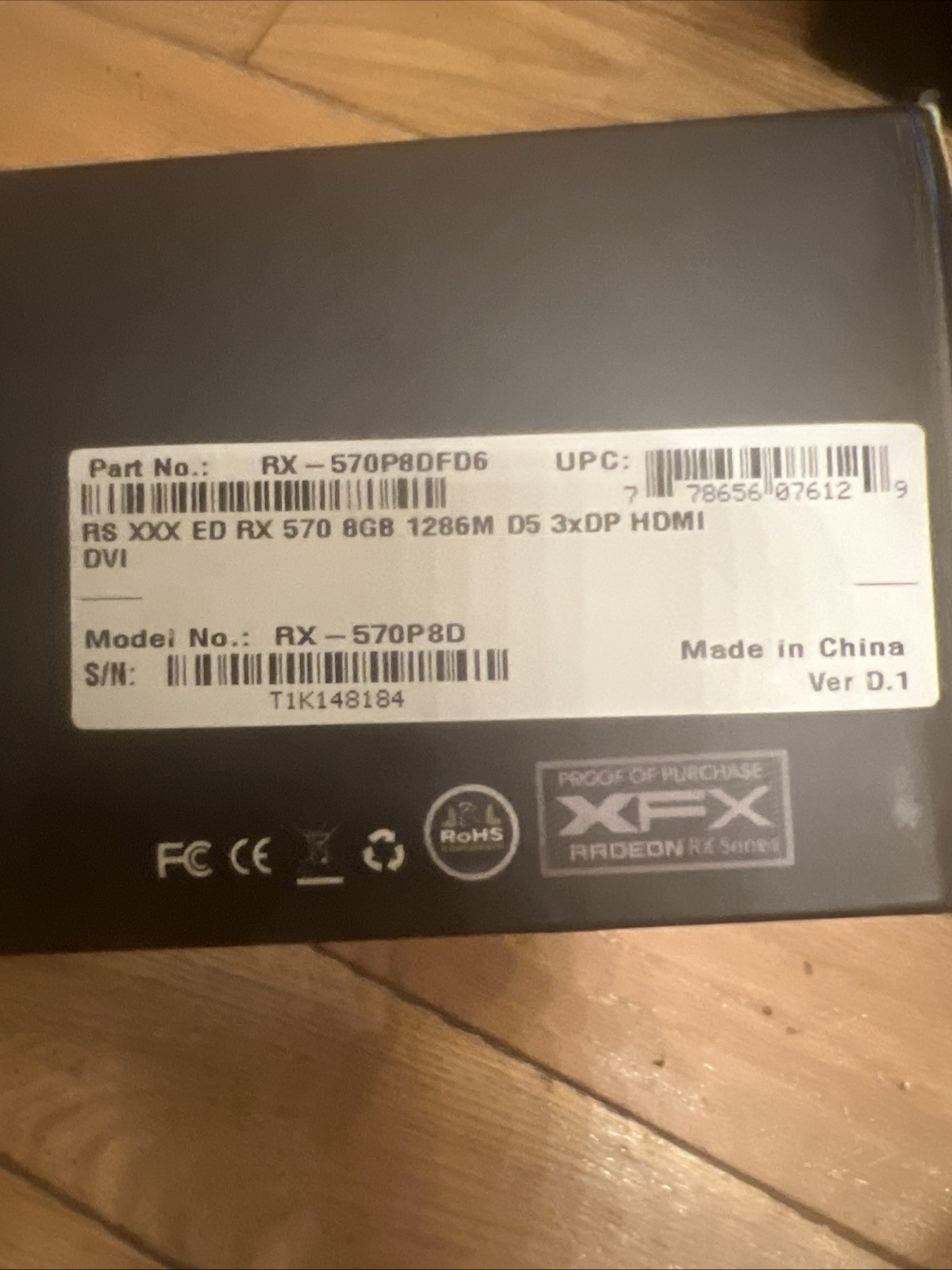 XFX AMD Radeon RX 570 RS 8GB GDDR5 VR Ready FreeSync DP/HDMI/DVI Box Only Empty