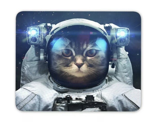 XL Funny Large Cat Gaming Mouse Pad with Patriotic Cat Astronaut 9.5in X 11.5in