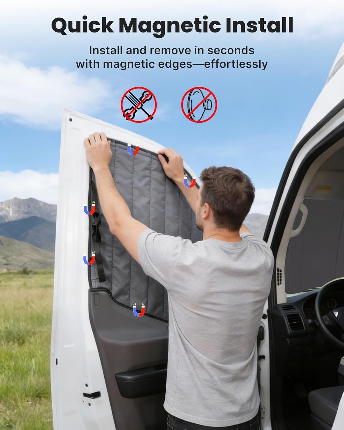 Magnetic Van Window Covers Fit for Ford Transit 150 250 350 High/Medium Roof 20