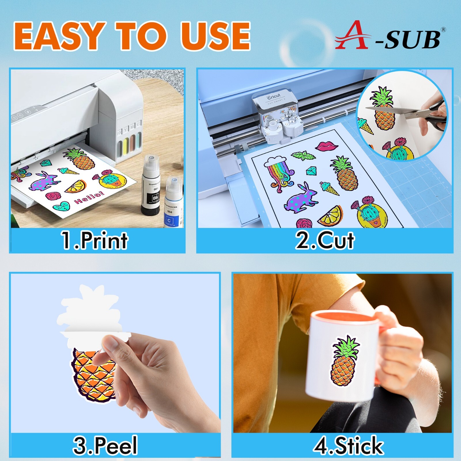 25 Sh Waterproof Printable Vinyl Sticker Paper for Inkjet Printers GLOSSY White
