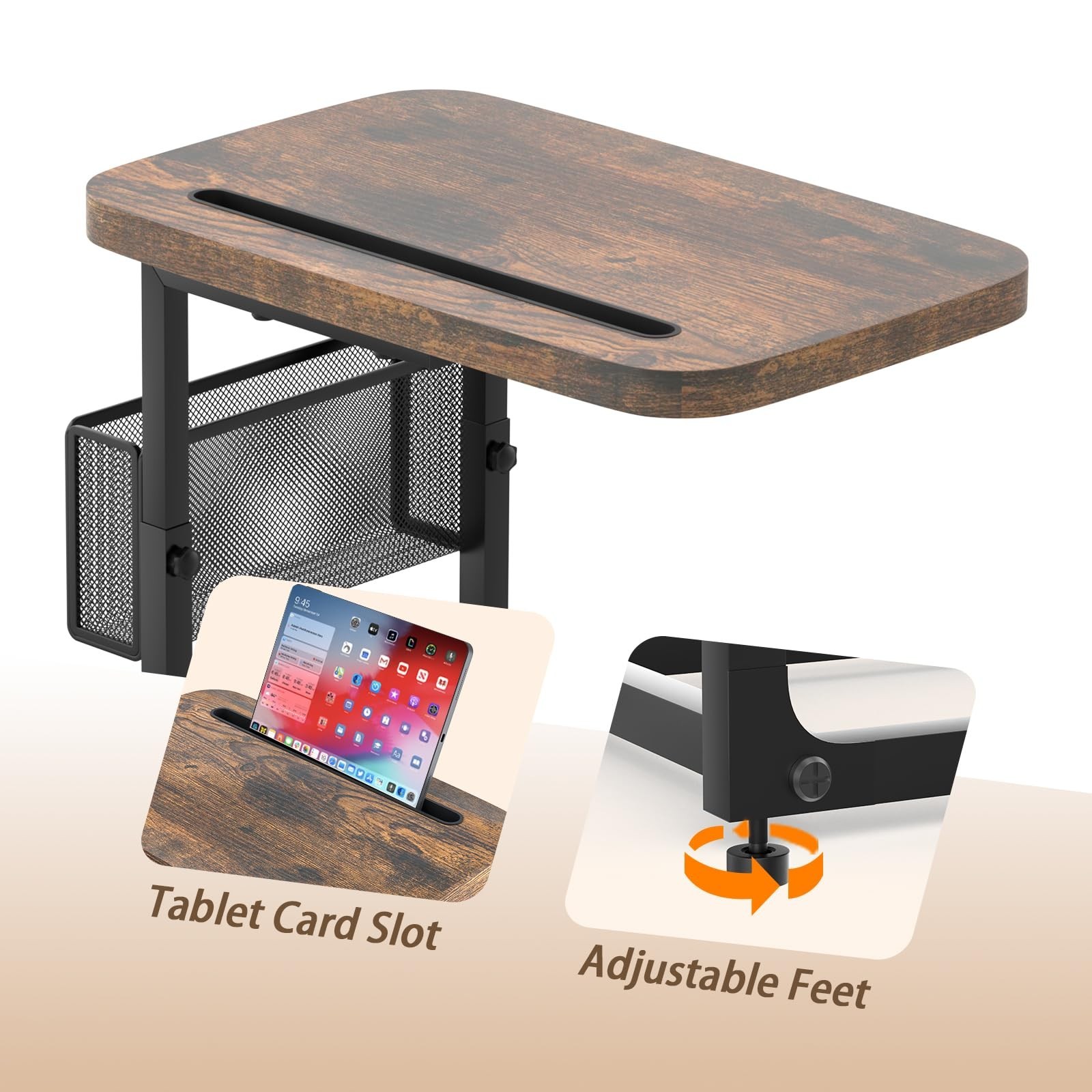 High-Grade Stability TV Tray Table with Large Tabletop, Adjustable Couch Tabl…