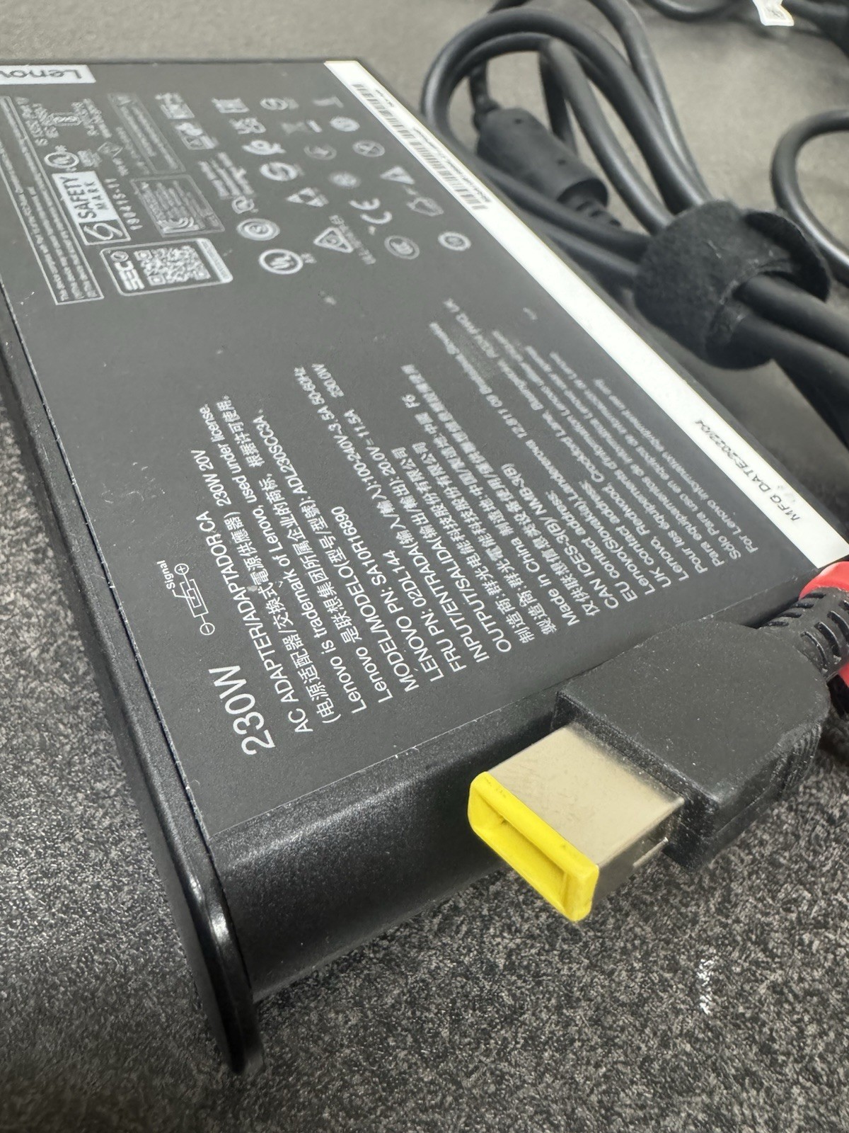 Genuine Lenovo 20V 11.5A 230W AC Adapter Slim Tip Laptop Charger Yellow Slim