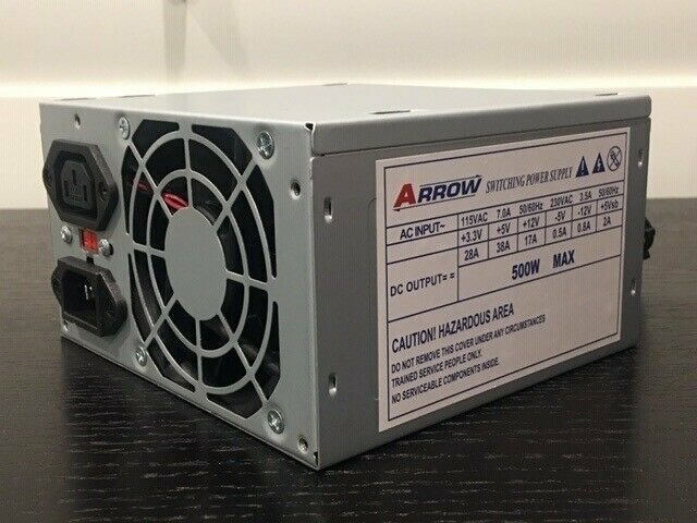 Brand NEW–Arrow 500w-Max ULTRA QUIET ATX Power Supply 20+4pin & SATA