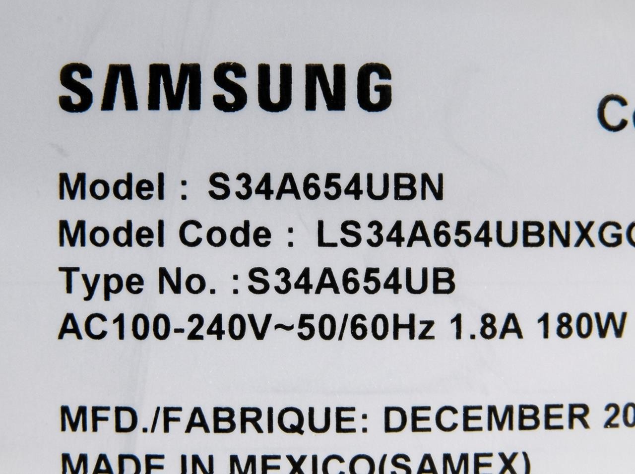 Samsung S34A654UBN 34” Ultrawide Monitor | 3440×1440 @ 100Hz | Antiglare