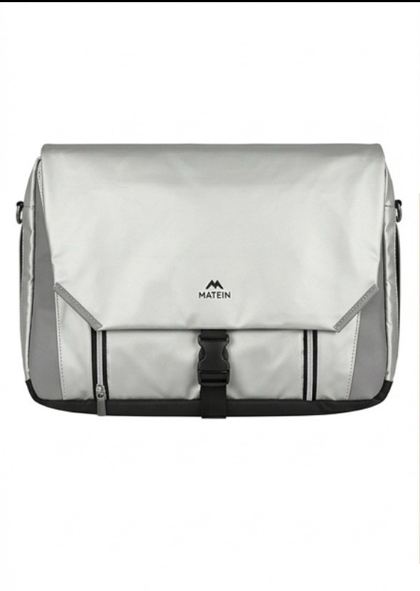Matein Gray Nylon Messenger Bag for 15″ Laptop, Padded, Built-In USB Port