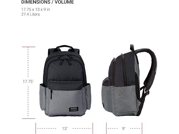 SwissGear 2789 Laptop Backpack Grey Black 17.75 Inch New With Tags