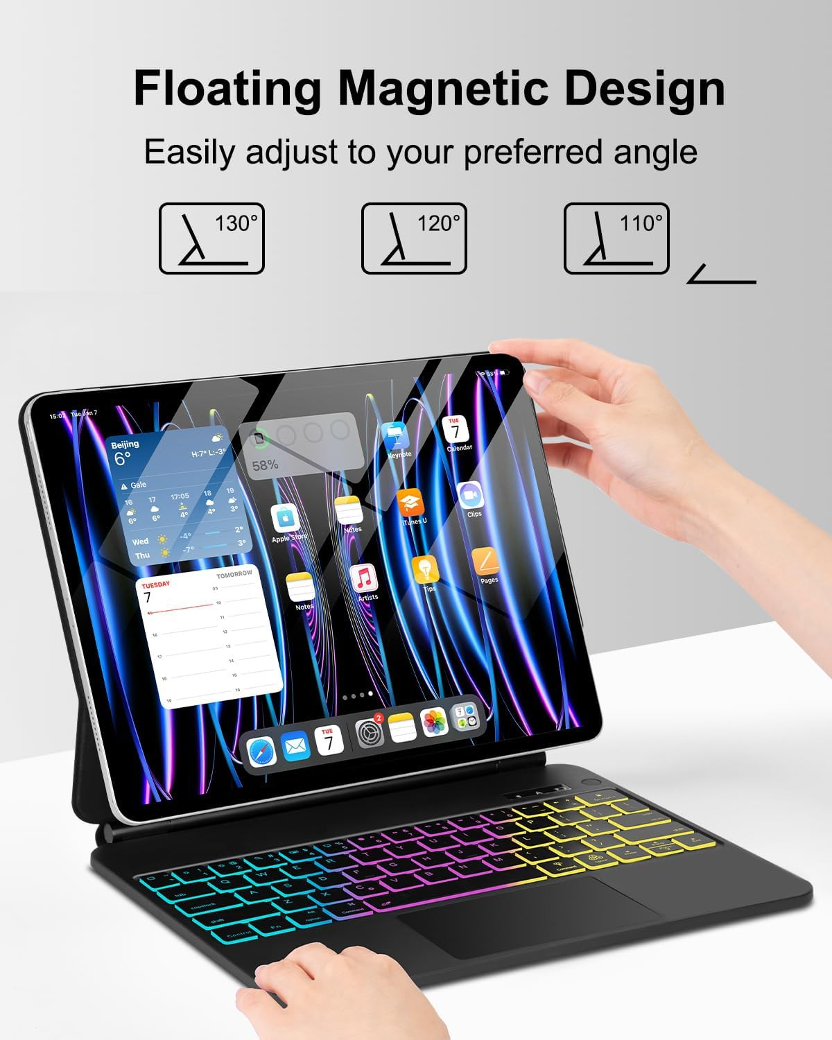 Magic Keyboard Case for Ipad Pro 12.9 Inch(6Th,5Th,4Th,3Rd Gen), Ipad Air 13 Inc