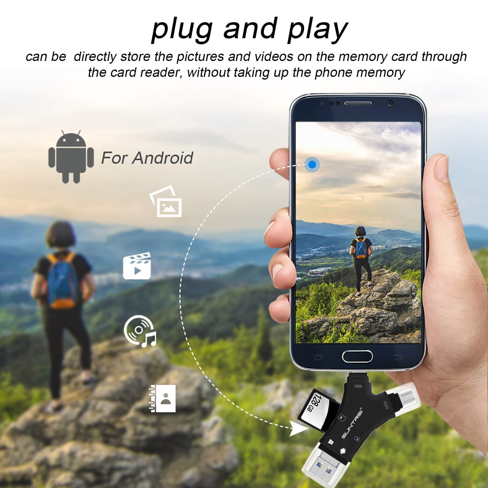 4in1 SD MicroSD Card Reader for Phone Tablet Computer