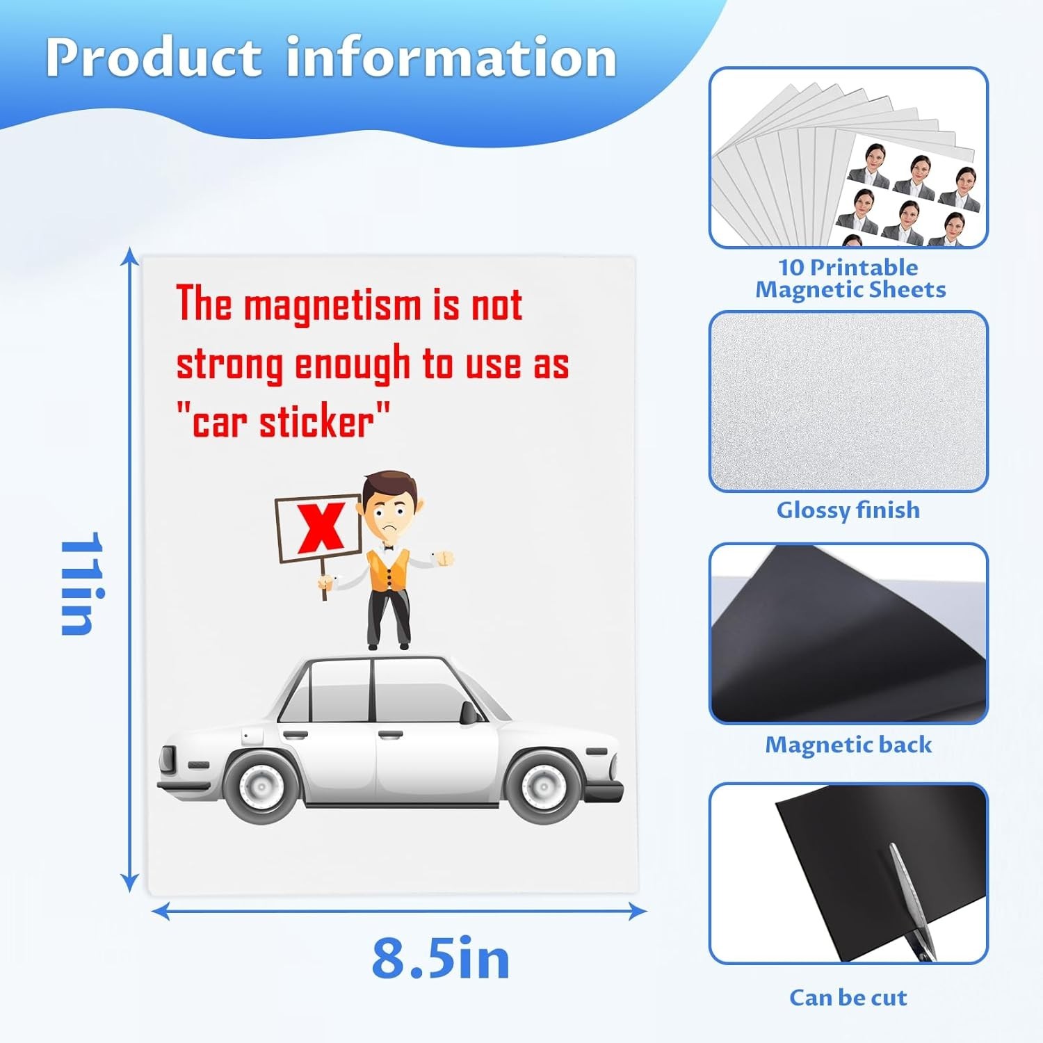 Printable Magnetic Sheets 8.5×11 Inches for Inkjet Printers, 8 Sheets Glossy …