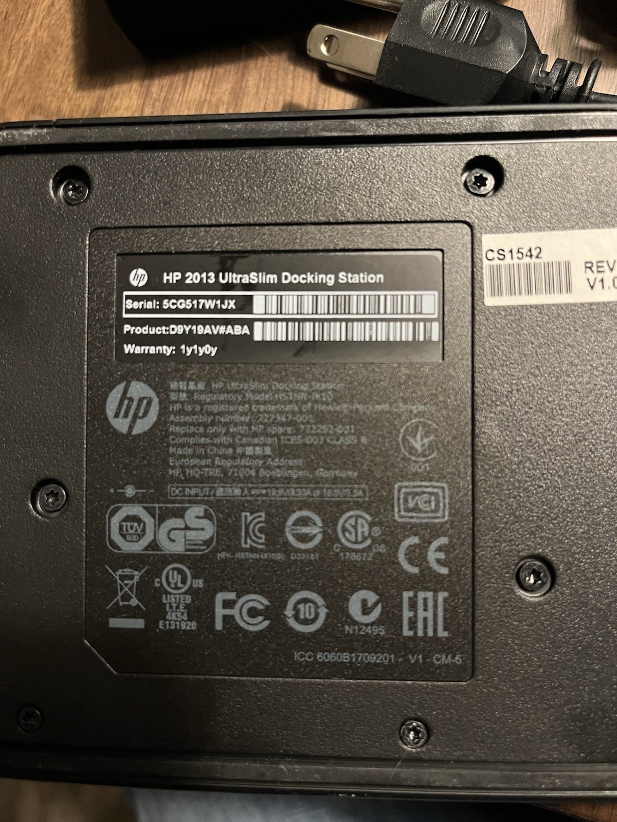 HP 2013 UltraSlim Docking Station with Power Adapter (D9Y32AA#ABA)