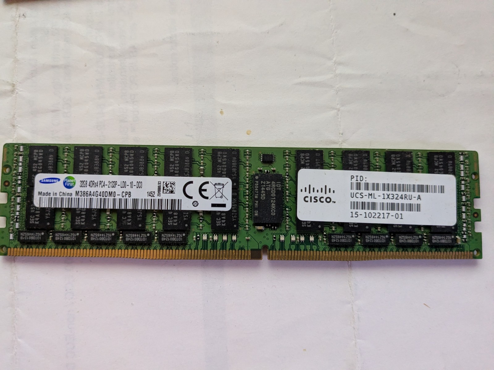 Samsung M386A4G40DM0-CPB 32gb RAM Memory Pc4-2133p Ddr4 17000 LRDIMM 4drx4 1.2v