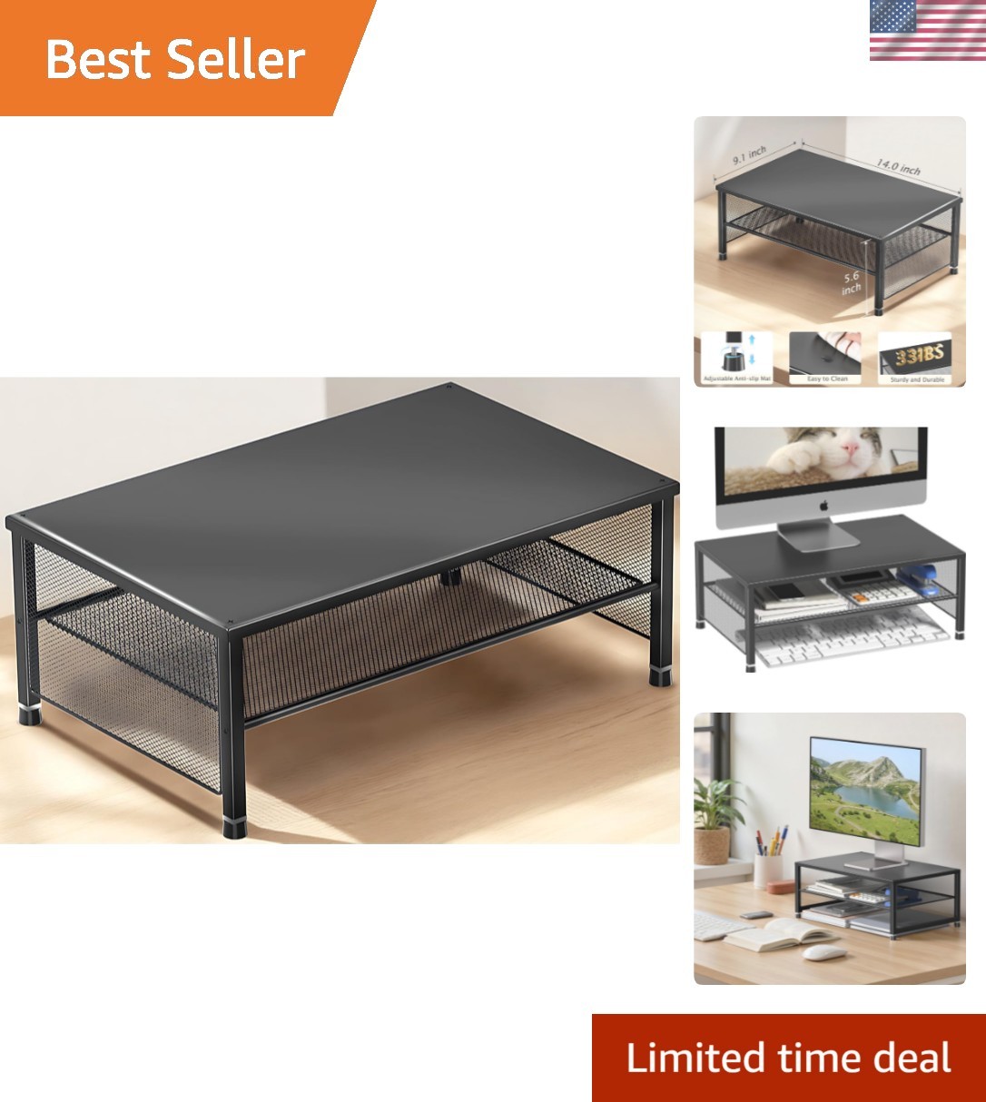 2-Tier Computer Monitor Stand Riser, Desk Organizer for Monitor, Printer & La…