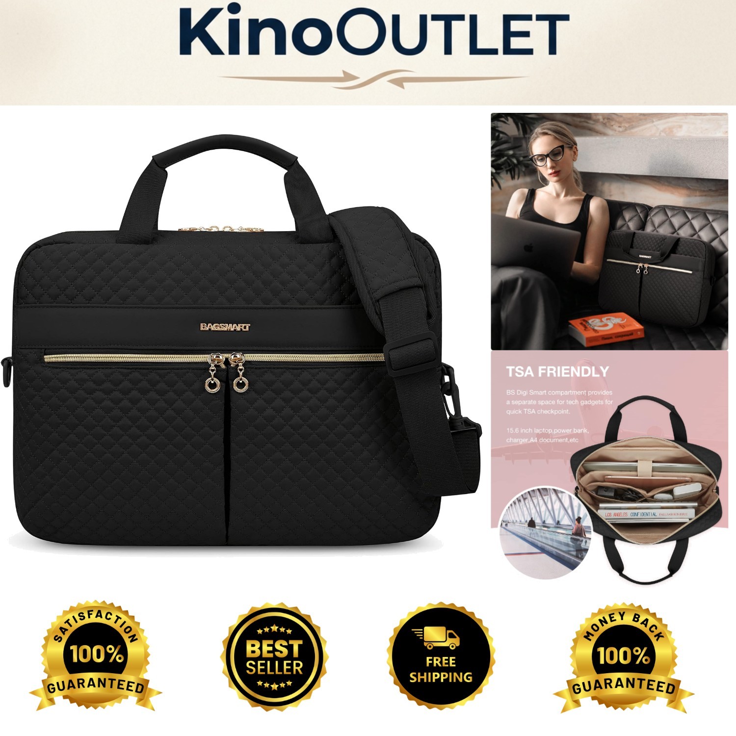 Water-Resistant Women’s Laptop Bag – 15.6/17.3 Inch Stylish Crossbody Briefcase