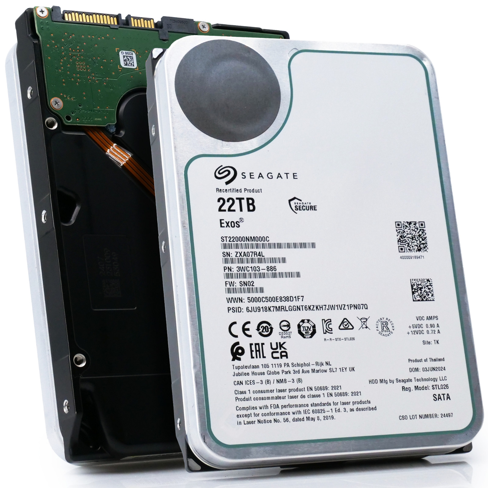 Seagate Exos 22TB SATA HDD ST22000NM002C 7.2K RPM 6Gb/s 3.5in
